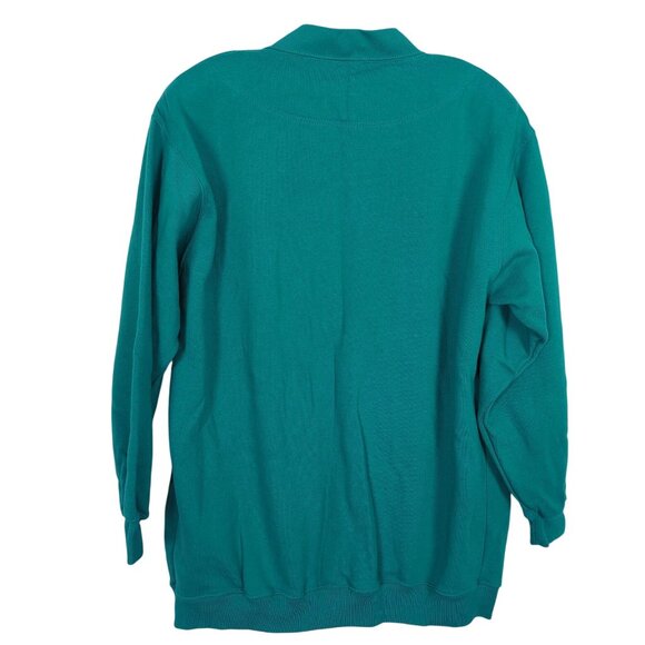 Vintage Elle Macpherson Teal Cardigan Sweater M With Button Front and Pockets - Picture 2 of 15